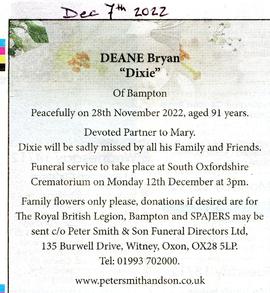 Death of Bryan 'Dixie' Dean