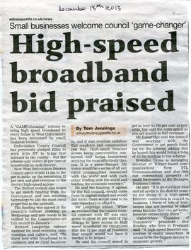 High Speed Broadband bid praised