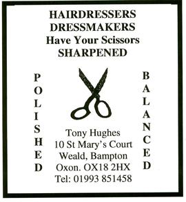 Tony Hughes ad in The Beam Nov 2007, sissor sharpener