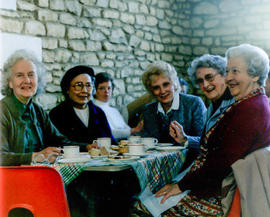 L-R round the table; Miss Marjorie Inkster, Mrs Sheila Brookson, Mrs Meg Carter, Mrs Kath Bullen,...