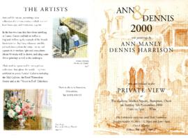Ann Manly and Dennis Harrison exhibit some new paintings in the Gallery November 2000