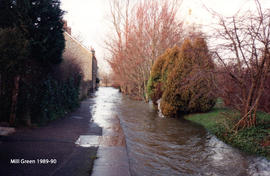 Mill Green path partly covered with flood water 1989-90
