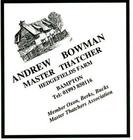Andrew Bowman Master Thatcher ad in The Beam Nov 2007