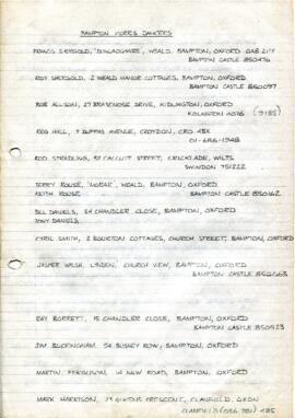 List of Bampton Traditional Morris Men c1981