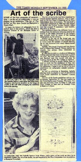 The Art of The Scribe - exhibition in the Gallery September 1988
