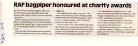 RAF Bagpiper honoured at Charity Awards