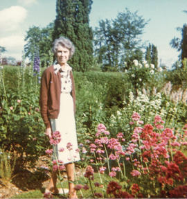 Countess Peggy Munster, Bampton Manor. Horticulturalist, charity worker. c1979