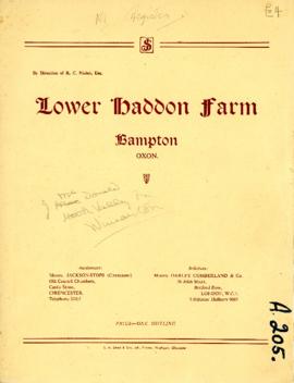 Sales brochure for Lower Haddon Farm March 11th 1949