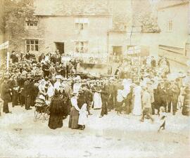 An ox roast in Corn Street, Witney, probably to celebrate Queen Victoria's diamond jubilee 1897