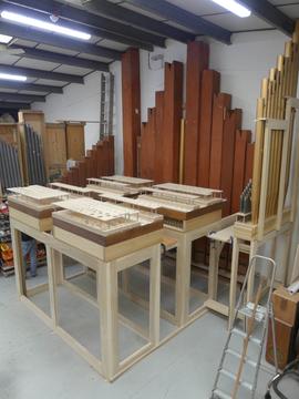 Bampton chests, building frame and Pedal pipes in position 16 Aug 2019 (2)