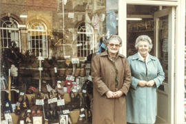 Mrs Fay Ham, shopkeeper, charity worker.  Mrs Bartlett her assistant. 1983