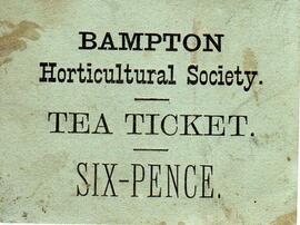 Tea ticket for Horticultural Society