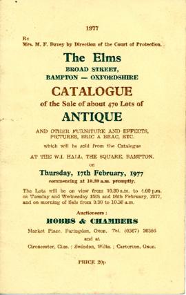 The Elms. Sale Catalogue 1977