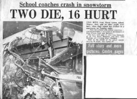Wood Green school bus crashes; 3 die and 16 hurt February 3rd 1972