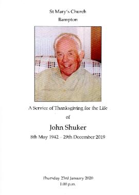 John Shuker Funeral Programme