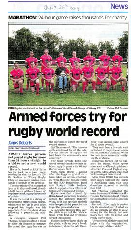 Armed Forces try for rugby world record