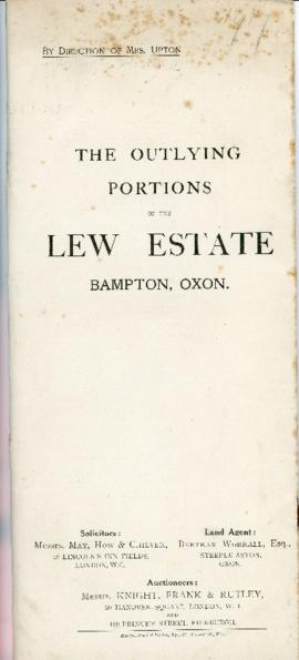 Sales brochure for the outlying portions of Lew Estate Sept 27th 1917