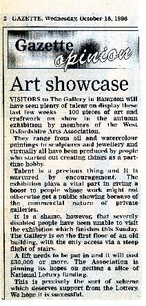 Vital Showcase for amateur artists.  October 1996 West Oxfordshire Art Gallery