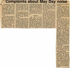 May 30Th 1986. Complaints Re May Day Noise