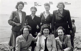 Dora Townsend back row far right, Winnie Brown in front of her