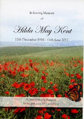 Hilda May Kent Dec 17th 1916 to June 11th 2012
