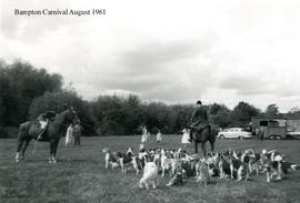 Horses and hounds at the Bampton Carnival in 1961 in Sandfords field