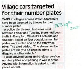 Number Plates Stolen