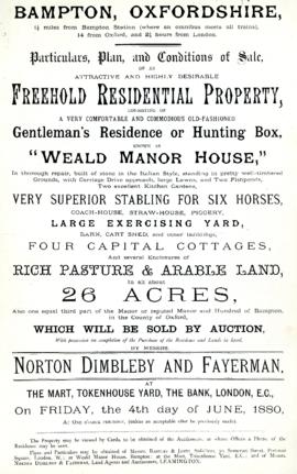 Sales brochure for Weald Manor 1880 and again 1886