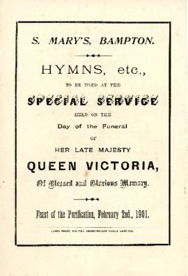 Hymns for Funeral of Queen Victoria at Bampton Church