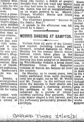 Morris Dancing at Bampton -  Oxford Times 1931