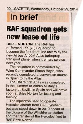 RAF Brize Norton 70 Sqn reformation