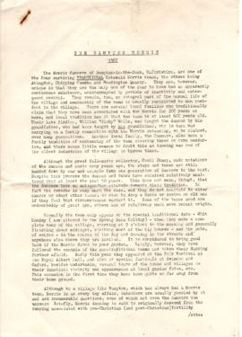 Article about Tradition of Bampton Morris men Albert Hall visit 1971