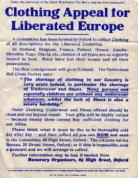 Clothing Appeal Poster for Liberated Europe
