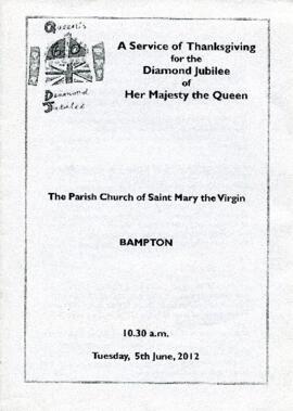 The program for the service of thanksgiving, held on Tuesday June 5th 2012, for the Diamond Jubil...