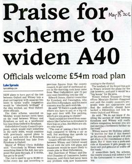 £54m to widen the A40 between Witney and Oxford
