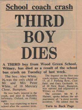 1972 Third  Boy Dies After Coach Crash - Alec White (1)