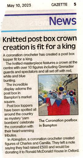 Knitted Coronation Post Box Crown