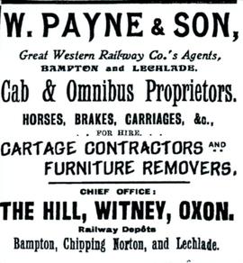 W Payne & Son, Great Western Railway Co Agents, Bampton and Lechlade.