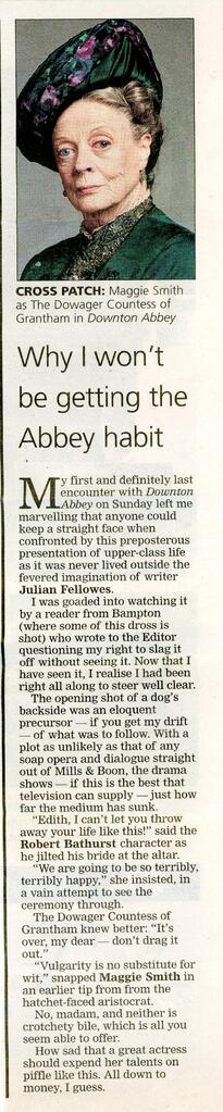 Grumpy Christopher Gray Of Oxford Times Re Downton Abbey 4.10.2012