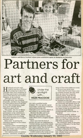 Andrew & Kerry Forkner exhibit drawings & creative embroidery January 2002