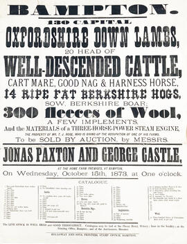 Farm Sales Poster - Oxfordshire Down Lambs etc
