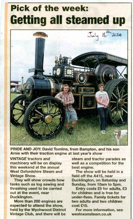 Witney Gazette July 2014.  David Tomlin and son Arnie at this year's steam rally in Ducklington w...