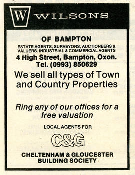Wilsons Estate Agent   Advert in Witney Gazette 1984