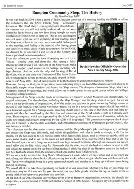 An article from the July 2012 issue of The Beam.  Fenella Gray gives a history of the Bampton Com...
