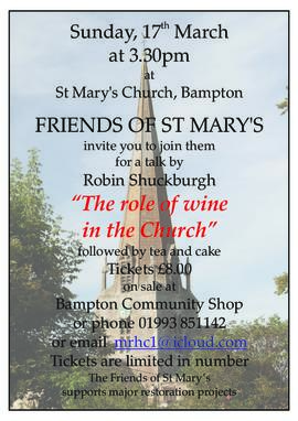 Post for a talk in St Mary's - The Role of Wine In The Church