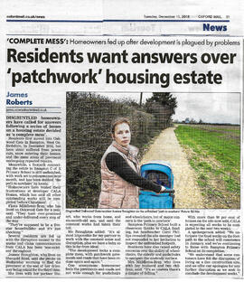 Roads & pathways at Oakwood Gate, built by Cala Homes are not finished