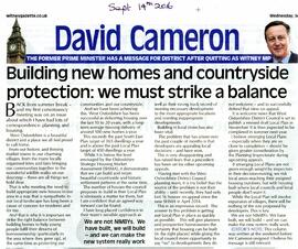 David Cameron, Ex Pm Talks About Building New Homes In The Countryside