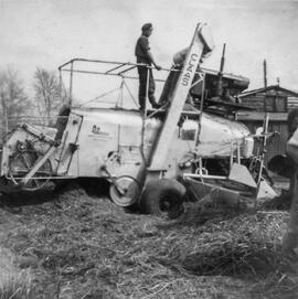 Terry Rouse on their first combine, a Claas,