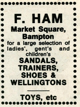 F Ham  Shoe shop    Advert in Witney Gazette 1984