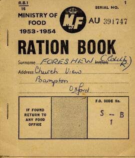 War time Ration Book belonging to Edith (Edie) Foreshew in WWII.